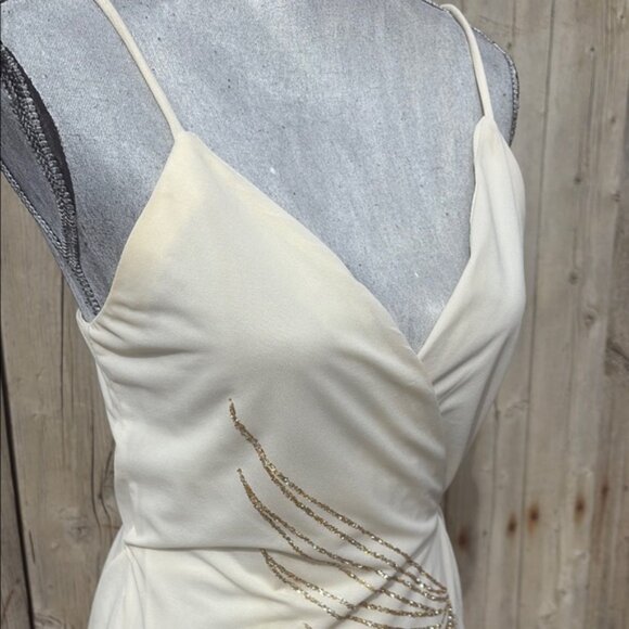 Vintage Joseph RIBKOFF cream starburst wrap dress Sz M - Picture 2 of 9